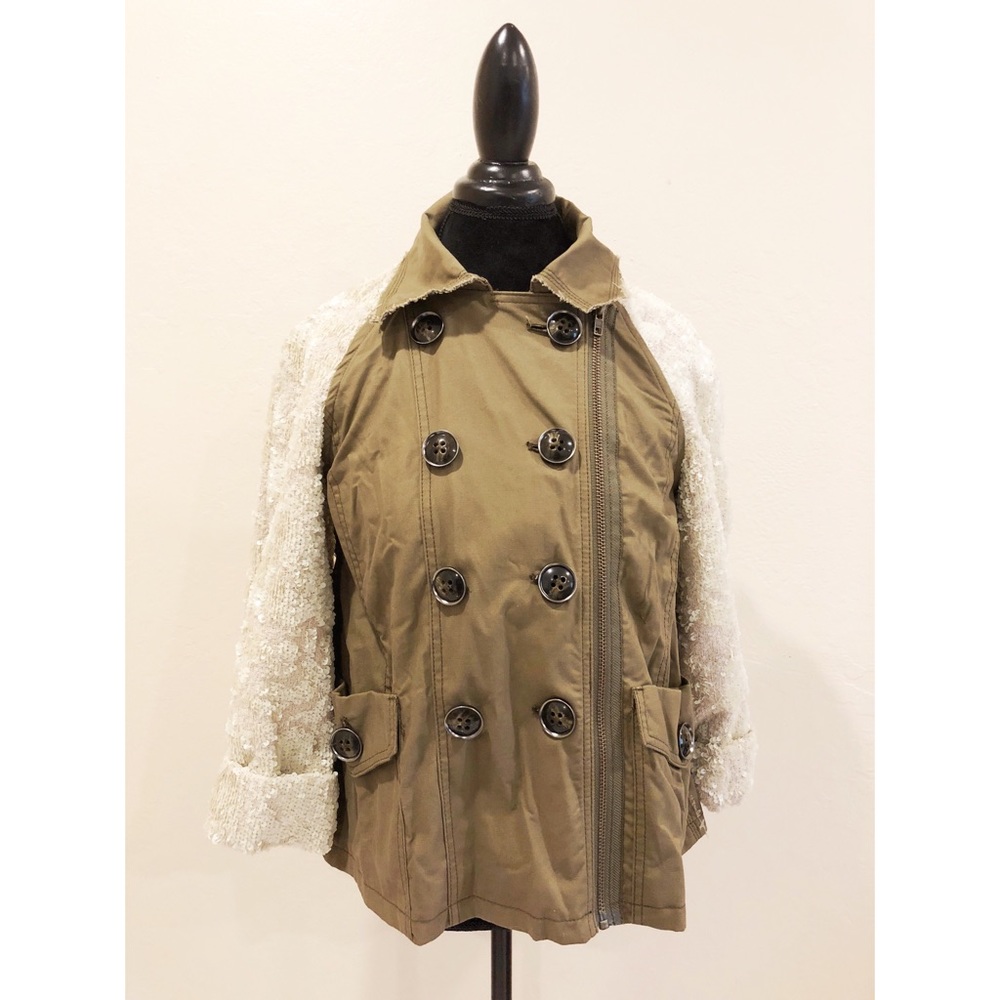 Anthropologie Hei Hei Green Sequin Military Jacket